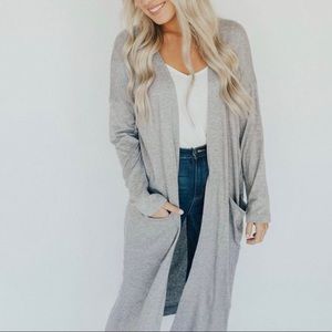 Carly Jean Los Angeles Grey Duster Cardigan